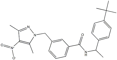 N-[1-(4-tert-butylphenyl)ethyl]-3-({4-nitro-3,5-dimethyl-1H-pyrazol-1-yl}methyl)benzamide 结构式