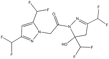 1-{[3,5-bis(difluoromethyl)-1H-pyrazol-1-yl]acetyl}-3,5-bis(difluoromethyl)-4,5-dihydro-1H-pyrazol-5-ol 结构式