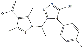 3-(1-{4-nitro-3,5-dimethyl-1H-pyrazol-1-yl}ethyl)-4-(4-methylphenyl)-5-sulfanyl-4H-1,2,4-triazole 结构式