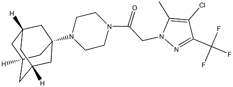 1-(1-adamantyl)-4-{[4-chloro-5-methyl-3-(trifluoromethyl)-1H-pyrazol-1-yl]acetyl}piperazine 结构式