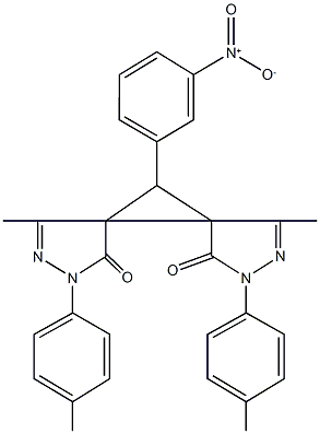 11-{3-nitrophenyl}-4,10-dimethyl-2,8-bis(4-methylphenyl)-2,3,8,9-tetraazadispiro[4.0.4.1]undeca-3,9-diene-1,7-dione 结构式