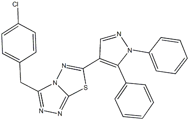 3-(4-chlorobenzyl)-6-(1,5-diphenyl-1H-pyrazol-4-yl)[1,2,4]triazolo[3,4-b][1,3,4]thiadiazole 结构式