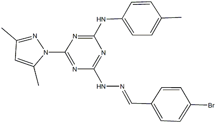 4-bromobenzaldehyde [4-(3,5-dimethyl-1H-pyrazol-1-yl)-6-(4-toluidino)-1,3,5-triazin-2-yl]hydrazone 结构式