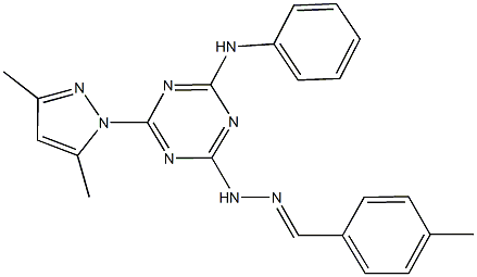 4-methylbenzaldehyde [4-anilino-6-(3,5-dimethyl-1H-pyrazol-1-yl)-1,3,5-triazin-2-yl]hydrazone 结构式