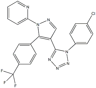 2-{4-[1-(4-chlorophenyl)-1H-tetraazol-5-yl]-5-[4-(trifluoromethyl)phenyl]-1H-pyrazol-1-yl}pyridine 结构式