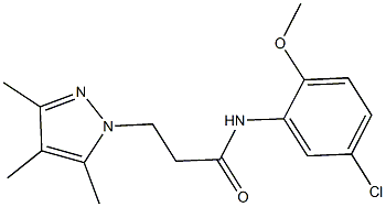 N-(5-chloro-2-methoxyphenyl)-3-(3,4,5-trimethyl-1H-pyrazol-1-yl)propanamide 结构式