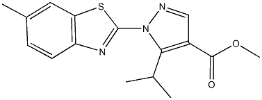methyl 5-isopropyl-1-(6-methyl-1,3-benzothiazol-2-yl)-1H-pyrazole-4-carboxylate 结构式