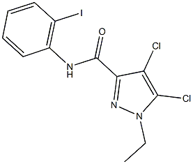 4,5-dichloro-1-ethyl-N-(2-iodophenyl)-1H-pyrazole-3-carboxamide 结构式