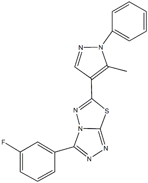 3-(3-fluorophenyl)-6-(5-methyl-1-phenyl-1H-pyrazol-4-yl)[1,2,4]triazolo[3,4-b][1,3,4]thiadiazole 结构式