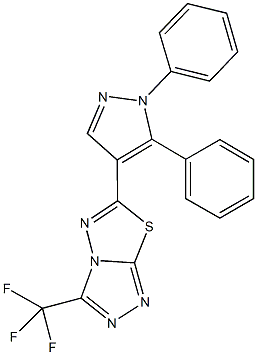 6-(1,5-diphenyl-1H-pyrazol-4-yl)-3-(trifluoromethyl)[1,2,4]triazolo[3,4-b][1,3,4]thiadiazole 结构式