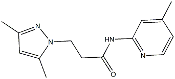 3-(3,5-dimethyl-1H-pyrazol-1-yl)-N-(4-methyl-2-pyridinyl)propanamide 结构式