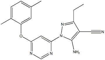 5-amino-1-[6-(2,5-dimethylphenoxy)-4-pyrimidinyl]-3-ethyl-1H-pyrazole-4-carbonitrile 结构式