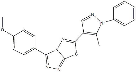 methyl 4-[6-(5-methyl-1-phenyl-1H-pyrazol-4-yl)[1,2,4]triazolo[3,4-b][1,3,4]thiadiazol-3-yl]phenyl ether 结构式