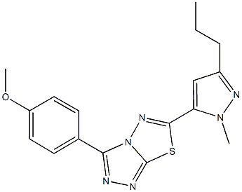 methyl 4-[6-(1-methyl-3-propyl-1H-pyrazol-5-yl)[1,2,4]triazolo[3,4-b][1,3,4]thiadiazol-3-yl]phenyl ether 结构式