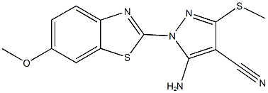 5-amino-1-(6-methoxy-1,3-benzothiazol-2-yl)-3-(methylsulfanyl)-1H-pyrazole-4-carbonitrile 结构式