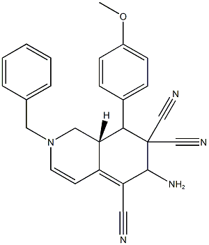 6-amino-2-benzyl-8-(4-methoxyphenyl)-2,6,8,8a-tetrahydro-5,7,7(1H)-isoquinolinetricarbonitrile 结构式