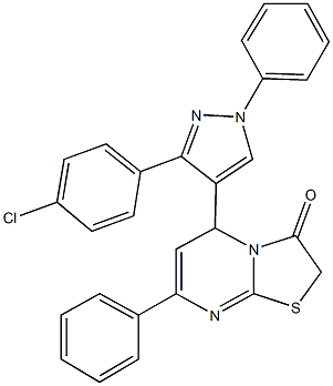 5-[3-(4-chlorophenyl)-1-phenyl-1H-pyrazol-4-yl]-7-phenyl-5H-[1,3]thiazolo[3,2-a]pyrimidin-3(2H)-one 结构式