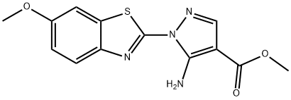 methyl 5-amino-1-(6-methoxy-1,3-benzothiazol-2-yl)-1H-pyrazole-4-carboxylate 结构式