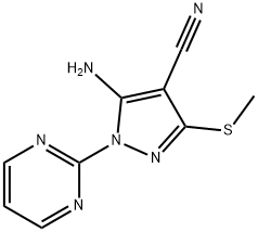 5-amino-3-(methylsulfanyl)-1-(2-pyrimidinyl)-1H-pyrazole-4-carbonitrile 结构式