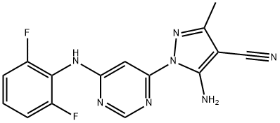 5-amino-1-[6-(2,6-difluoroanilino)-4-pyrimidinyl]-3-methyl-1H-pyrazole-4-carbonitrile 结构式