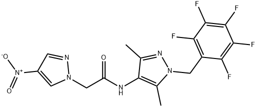 N-[3,5-dimethyl-1-(2,3,4,5,6-pentafluorobenzyl)-1H-pyrazol-4-yl]-2-{4-nitro-1H-pyrazol-1-yl}acetamide 结构式