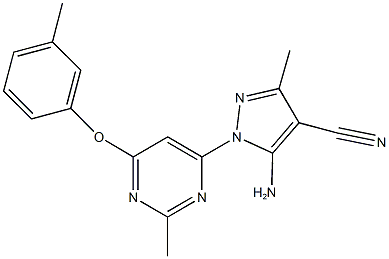 5-amino-3-methyl-1-[2-methyl-6-(3-methylphenoxy)-4-pyrimidinyl]-1H-pyrazole-4-carbonitrile 结构式