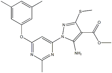 methyl 5-amino-1-[6-(3,5-dimethylphenoxy)-2-methyl-4-pyrimidinyl]-3-(methylsulfanyl)-1H-pyrazole-4-carboxylate 结构式