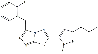 3-(2-fluorobenzyl)-6-(1-methyl-3-propyl-1H-pyrazol-5-yl)[1,2,4]triazolo[3,4-b][1,3,4]thiadiazole 结构式