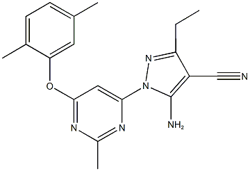 5-amino-1-[6-(2,5-dimethylphenoxy)-2-methyl-4-pyrimidinyl]-3-ethyl-1H-pyrazole-4-carbonitrile 结构式