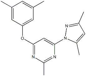 4-(3,5-dimethylphenoxy)-6-(3,5-dimethyl-1H-pyrazol-1-yl)-2-methylpyrimidine 结构式