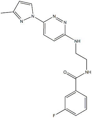 3-fluoro-N-(2-{[6-(3-methyl-1H-pyrazol-1-yl)-3-pyridazinyl]amino}ethyl)benzamide 结构式