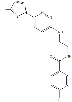 4-fluoro-N-(2-{[6-(3-methyl-1H-pyrazol-1-yl)-3-pyridazinyl]amino}ethyl)benzamide 结构式