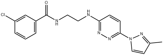 3-chloro-N-(2-{[6-(3-methyl-1H-pyrazol-1-yl)-3-pyridazinyl]amino}ethyl)benzamide 结构式