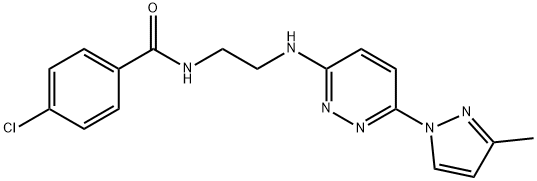 4-chloro-N-(2-{[6-(3-methyl-1H-pyrazol-1-yl)-3-pyridazinyl]amino}ethyl)benzamide 结构式