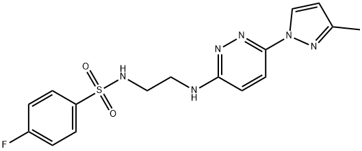 4-fluoro-N-(2-{[6-(3-methyl-1H-pyrazol-1-yl)-3-pyridazinyl]amino}ethyl)benzenesulfonamide 结构式