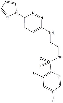 2,4-difluoro-N-(2-{[6-(1H-pyrazol-1-yl)-3-pyridazinyl]amino}ethyl)benzenesulfonamide 结构式