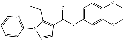 N-(3,4-dimethoxyphenyl)-5-ethyl-1-(2-pyridinyl)-1H-pyrazole-4-carboxamide 结构式