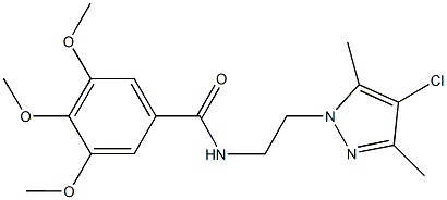 N-[2-(4-chloro-3,5-dimethyl-1H-pyrazol-1-yl)ethyl]-3,4,5-trimethoxybenzamide 结构式