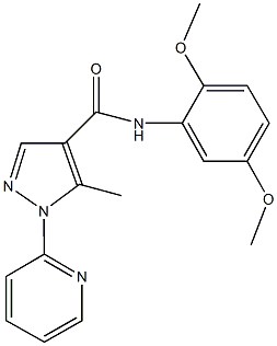 N-(2,5-dimethoxyphenyl)-5-methyl-1-(2-pyridinyl)-1H-pyrazole-4-carboxamide 结构式