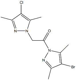 4-bromo-1-[(4-chloro-3,5-dimethyl-1H-pyrazol-1-yl)acetyl]-3,5-dimethyl-1H-pyrazole 结构式