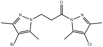 1-[3-(4-bromo-3,5-dimethyl-1H-pyrazol-1-yl)propanoyl]-4-chloro-3,5-dimethyl-1H-pyrazole 结构式