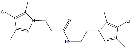 3-(4-chloro-3,5-dimethyl-1H-pyrazol-1-yl)-N-[2-(4-chloro-3,5-dimethyl-1H-pyrazol-1-yl)ethyl]propanamide 结构式