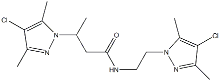 3-(4-chloro-3,5-dimethyl-1H-pyrazol-1-yl)-N-[2-(4-chloro-3,5-dimethyl-1H-pyrazol-1-yl)ethyl]butanamide 结构式