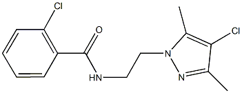 2-chloro-N-[2-(4-chloro-3,5-dimethyl-1H-pyrazol-1-yl)ethyl]benzamide 结构式