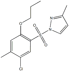 4-chloro-5-methyl-2-[(3-methyl-1H-pyrazol-1-yl)sulfonyl]phenyl propyl ether 结构式
