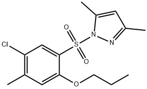 4-chloro-2-[(3,5-dimethyl-1H-pyrazol-1-yl)sulfonyl]-5-methylphenyl propyl ether 结构式