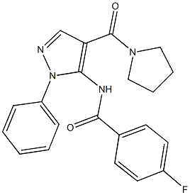 4-fluoro-N-[1-phenyl-4-(1-pyrrolidinylcarbonyl)-1H-pyrazol-5-yl]benzamide 结构式