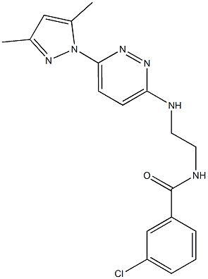3-chloro-N-(2-{[6-(3,5-dimethyl-1H-pyrazol-1-yl)-3-pyridazinyl]amino}ethyl)benzamide 结构式