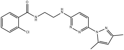 2-chloro-N-(2-{[6-(3,5-dimethyl-1H-pyrazol-1-yl)-3-pyridazinyl]amino}ethyl)benzamide 结构式