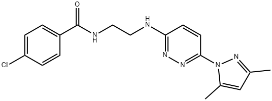 4-chloro-N-(2-{[6-(3,5-dimethyl-1H-pyrazol-1-yl)-3-pyridazinyl]amino}ethyl)benzamide 结构式